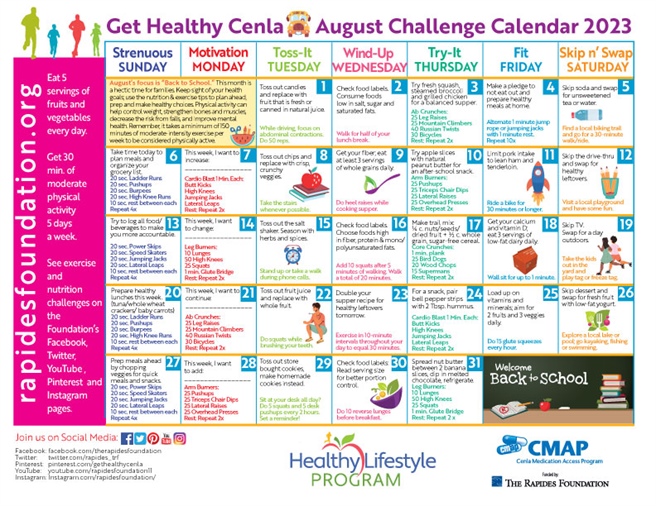 August Challenge Calendar Provides Daily Nutrition, Fitness Tips For Busy Month