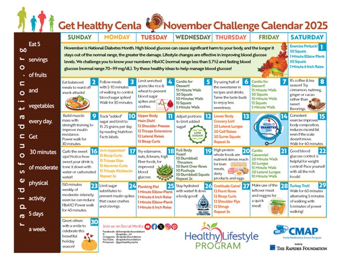 November Challenge Calendar Provides Daily Nutrition, Fitness Tips