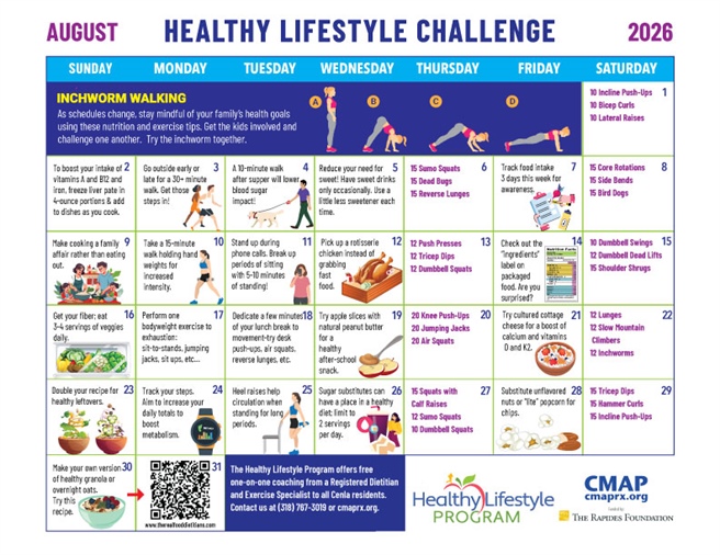 August Challenge Calendar Provides Daily Nutrition, Fitness Tips For Busy Month
