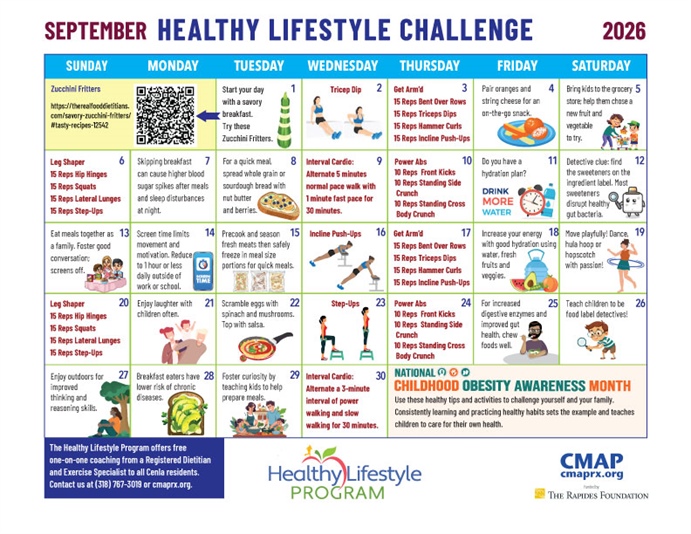 September Challenge Calendar Provides Daily Nutrition, Fitness Tips
